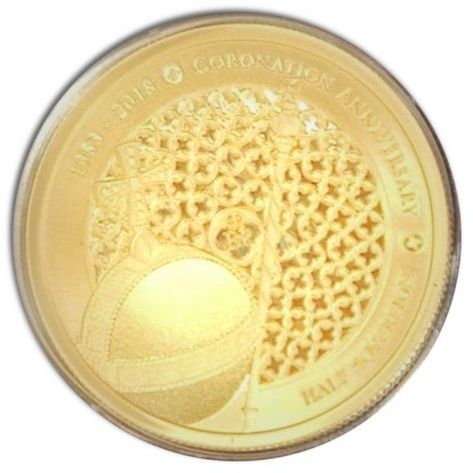 Alderney ½ Sovereign - Elizabeth II Sapphire Coronation Jubilee - Orb and Sceptre obverse