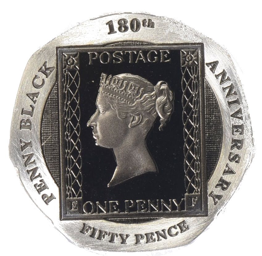 Gibraltar 50 Pence - Elizabeth II 180th Anniversary of the Penny Black; Silver Piedfort