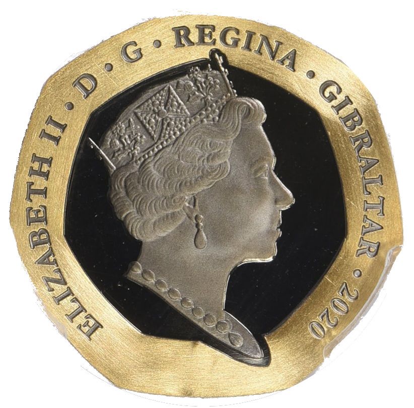 Gibraltar 50 Pence - Elizabeth II 180th Anniversary of the Penny Black; Gold Proof obverse