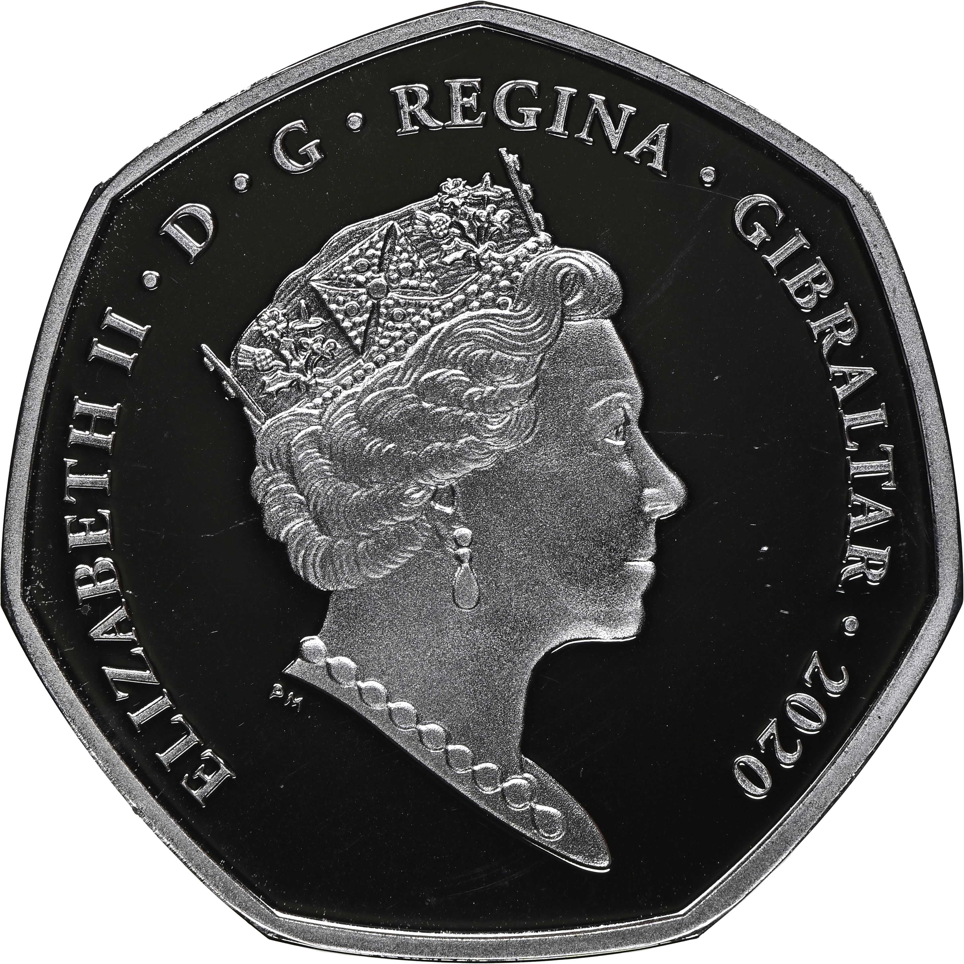 Gibraltar 50 Pence - Elizabeth II VE-Day; Silver Proof obverse