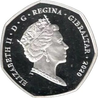Gibraltar 50 Pence - Elizabeth II VE-Day; Silver Piedfort obverse