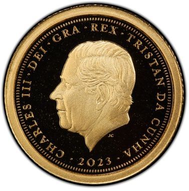Tristan da Cunha ⅛ Sovereign - Charles III Accession to the throne obverse