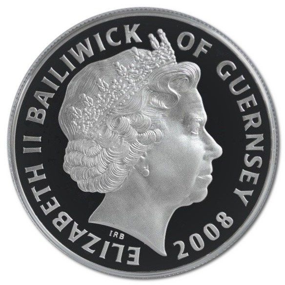 Guernsey 5 Pounds - Elizabeth II Berlin Airlift; Silver Proof obverse