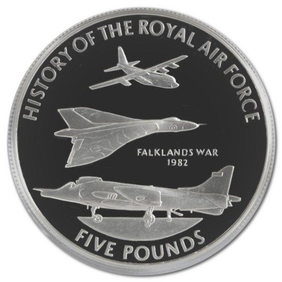 Guernsey 5 Pounds - Elizabeth II Falklands War 1982; Silver Proof