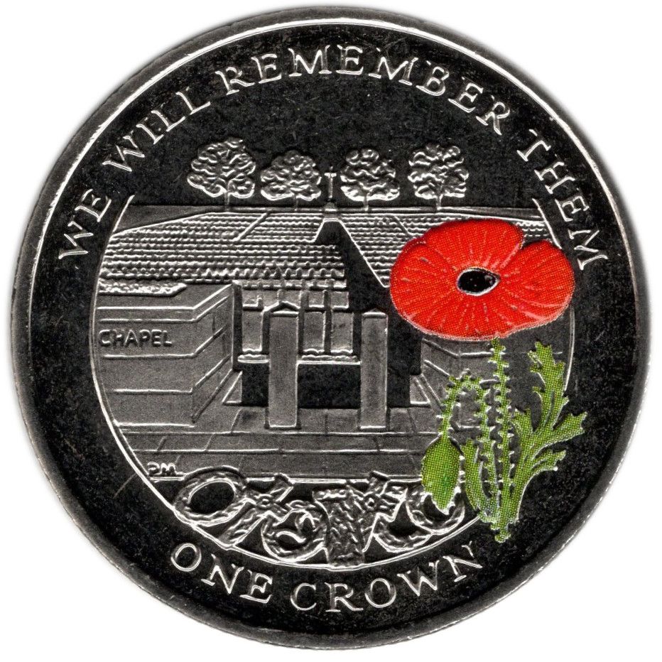 Ascension Island 1 Crown - Elizabeth II Cemetery of the Somme; Colourised reverse