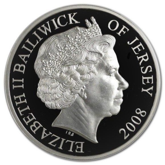 Jersey 5 Pounds - Elizabeth II R.J. Mitchell; Silver Proof obverse