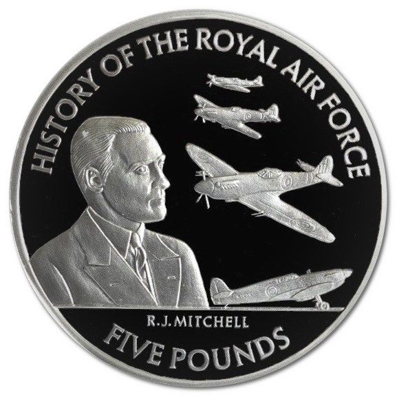 Jersey 5 Pounds - Elizabeth II R.J. Mitchell; Silver Proof reverse