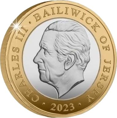 Jersey 2 Pounds - Charles III Darts; Silver Proof obverse