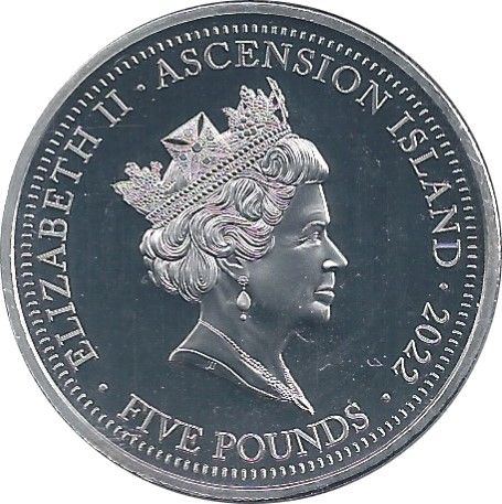 Ascension Island 5 Pounds - Elizabeth II Platinum Jubilee obverse