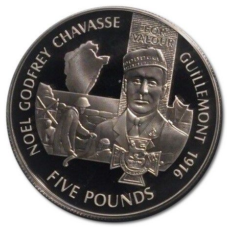 Jersey 5 Pounds - Elizabeth II Victoria Cross - Noel Godfrey Chavasse reverse