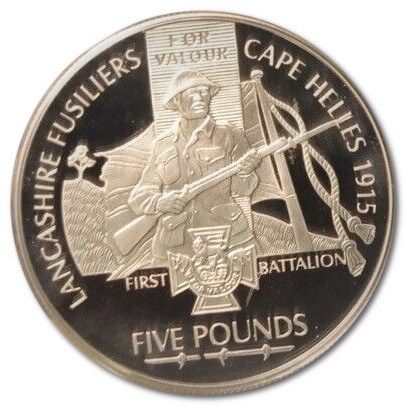 Jersey 5 Pounds - Elizabeth II Victoria Cross - Lancashire Fusiliers reverse