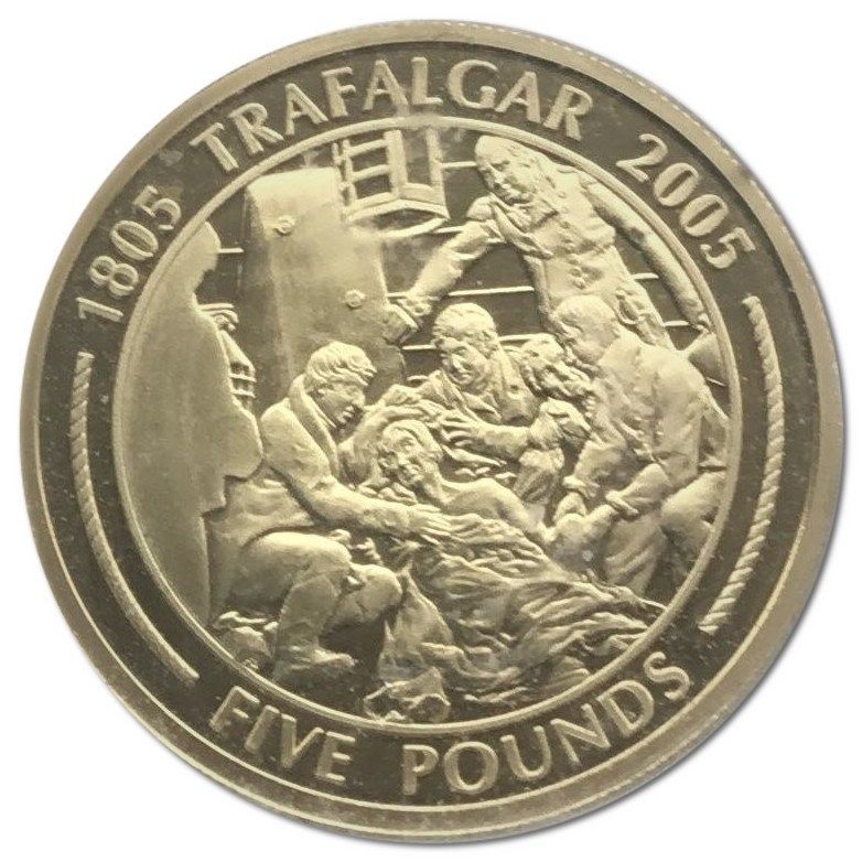 Gibraltar 5 Pounds - Elizabeth II Death of Horatio Nelson; Gold Proof with 200 obverse