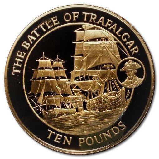 Gibraltar 10 Pounds - Elizabeth II Battle of Trafalgar; Gold Proof