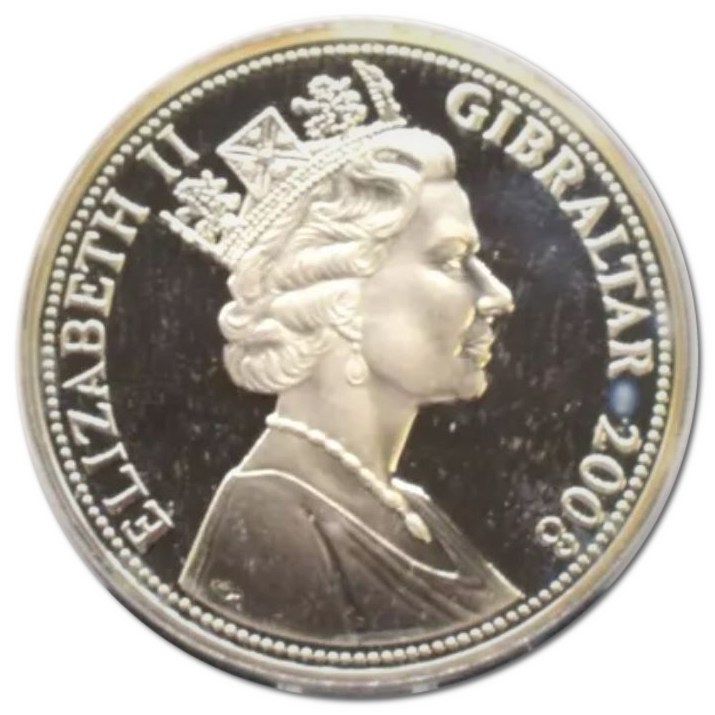 Gibraltar 10 Pounds - Elizabeth II Battle of Trafalgar; Silver Proof obverse