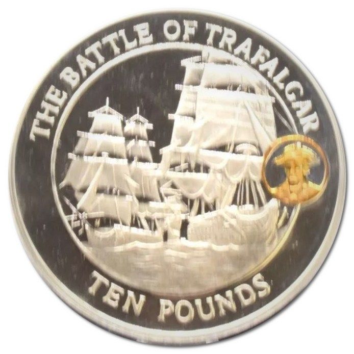 Gibraltar 10 Pounds - Elizabeth II Battle of Trafalgar; Silver Proof