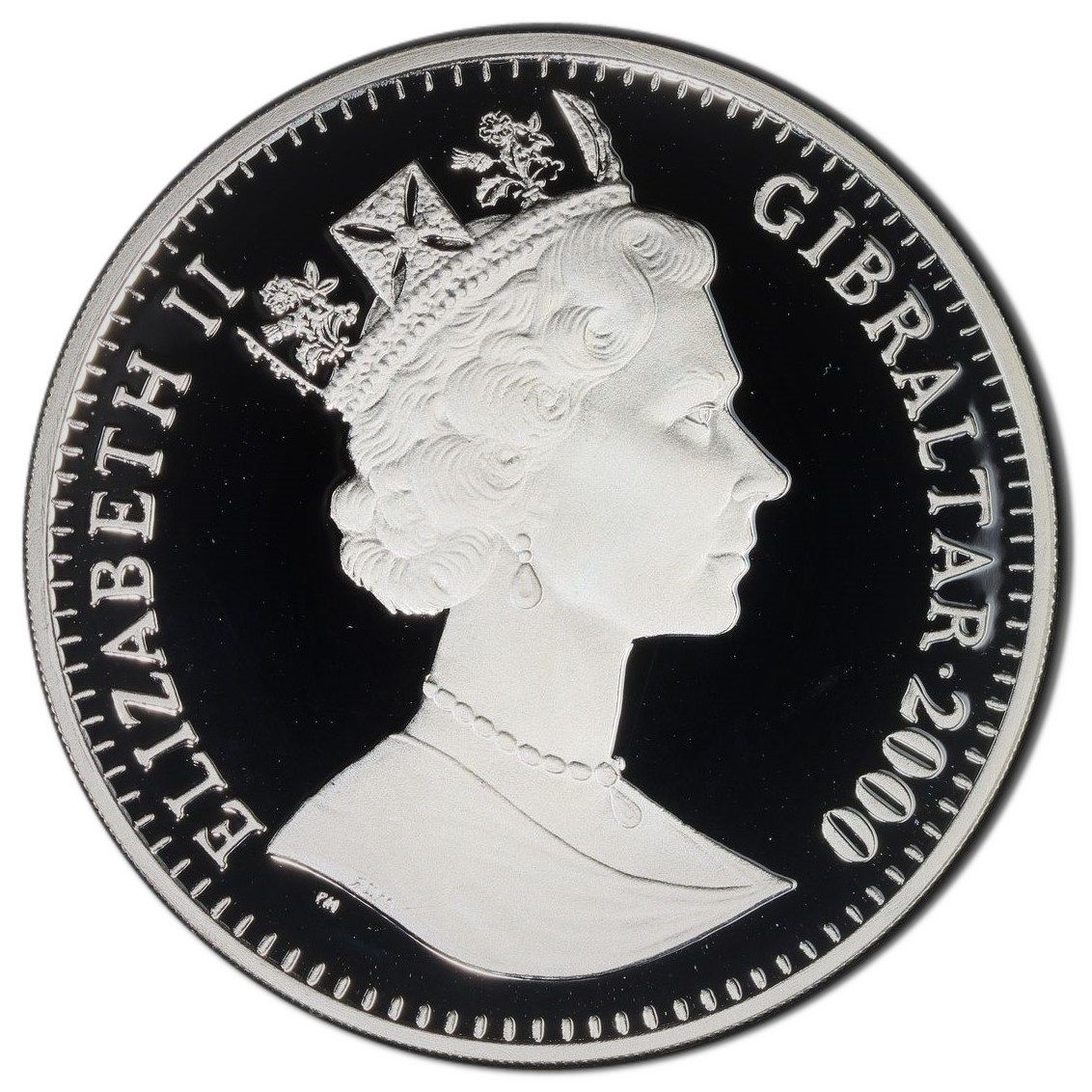 Gibraltar 1 Crown - Elizabeth II State Visit to France; Silver Proof obverse