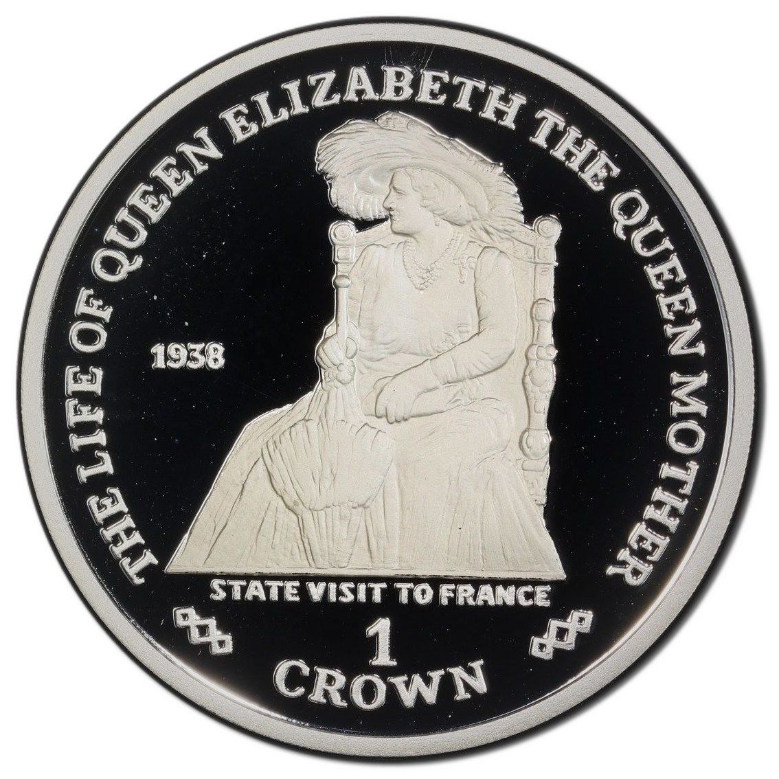 Gibraltar 1 Crown - Elizabeth II State Visit to France; Silver Proof reverse
