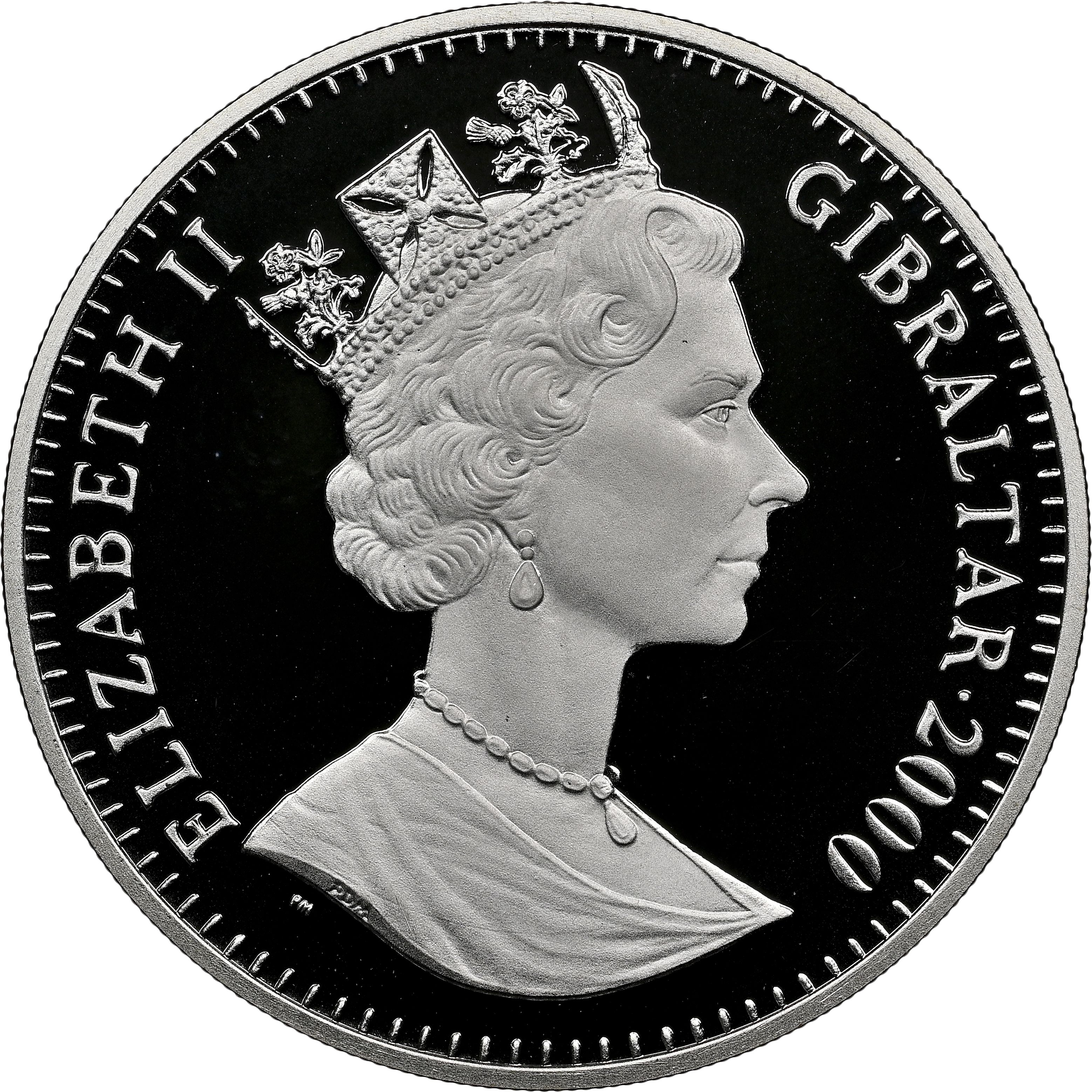 Gibraltar 1 Crown - Elizabeth II Royals on Balcony; Silver Proof obverse