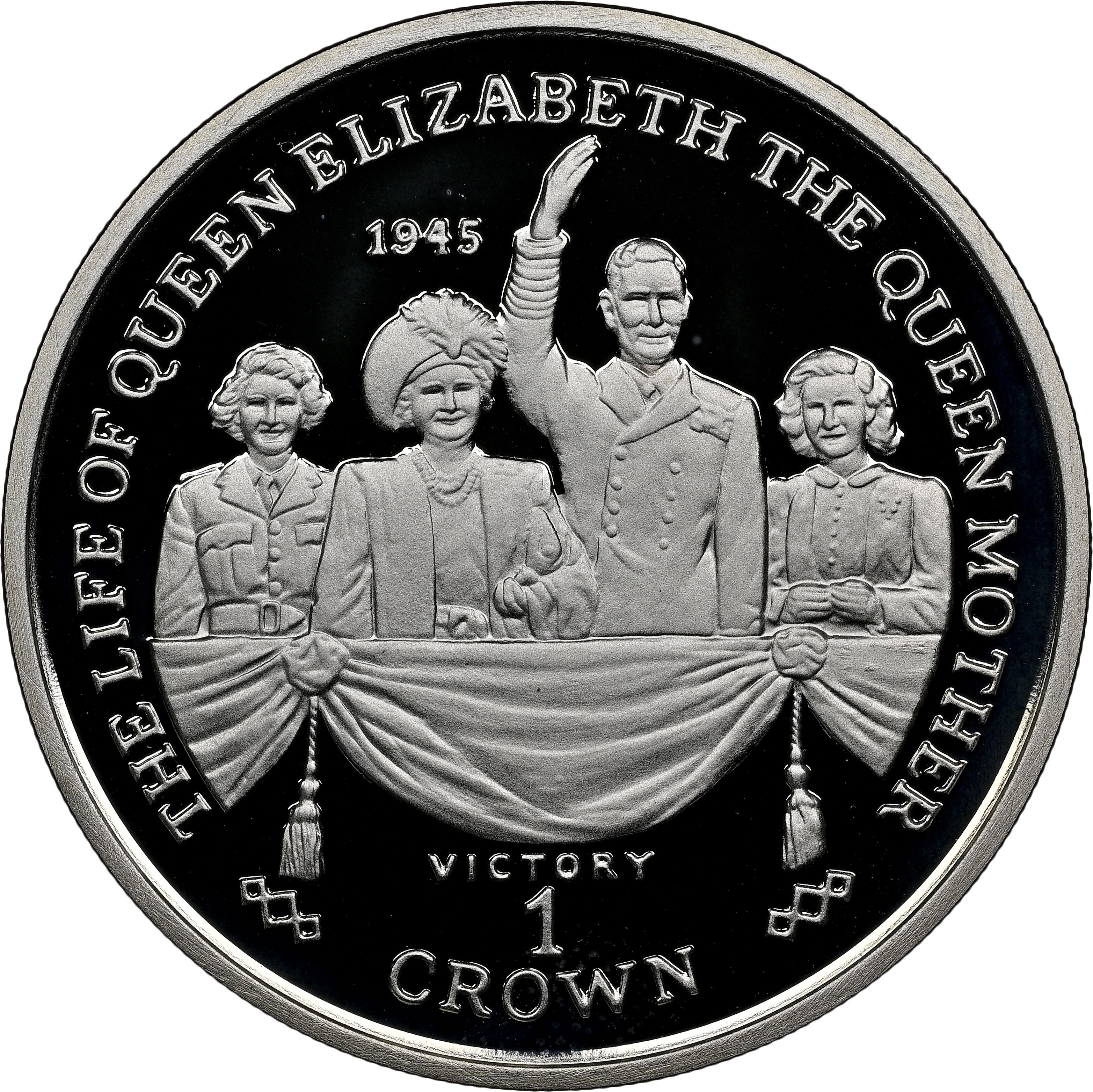 Gibraltar 1 Crown - Elizabeth II Royals on Balcony; Silver Proof reverse