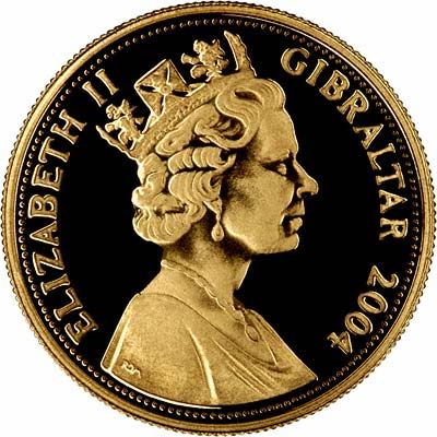 Gibraltar 10 Pounds - Elizabeth II D-Day; Gold Proof obverse