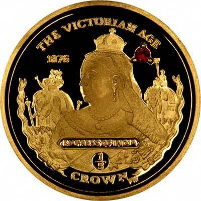 Gibraltar ⅕ Crown - Elizabeth II Empress of India 1876; with ruby reverse