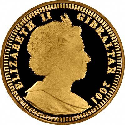 Gibraltar ⅕ Crown - Elizabeth II Death of Queen Victoria; with black sapphire obverse