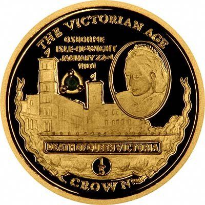 Gibraltar ⅕ Crown - Elizabeth II Death of Queen Victoria; with black sapphire