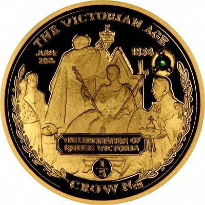 Gibraltar ⅕ Crown - Elizabeth II Coronation of Queen Victoria 1838; with emerald