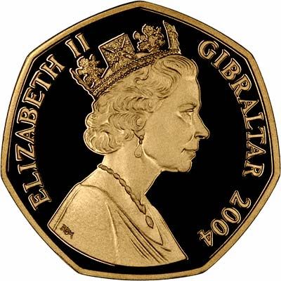 Gibraltar 50 Pence - Elizabeth II Royal Marines - Falklands; Gold Proof obverse