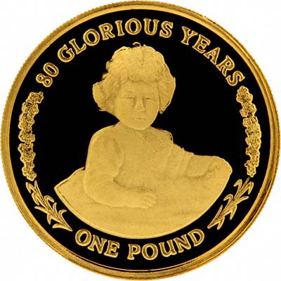 Gibraltar 1 Pound - Elizabeth II Queen Elizabeth II 80th Birthday - Queen as a child