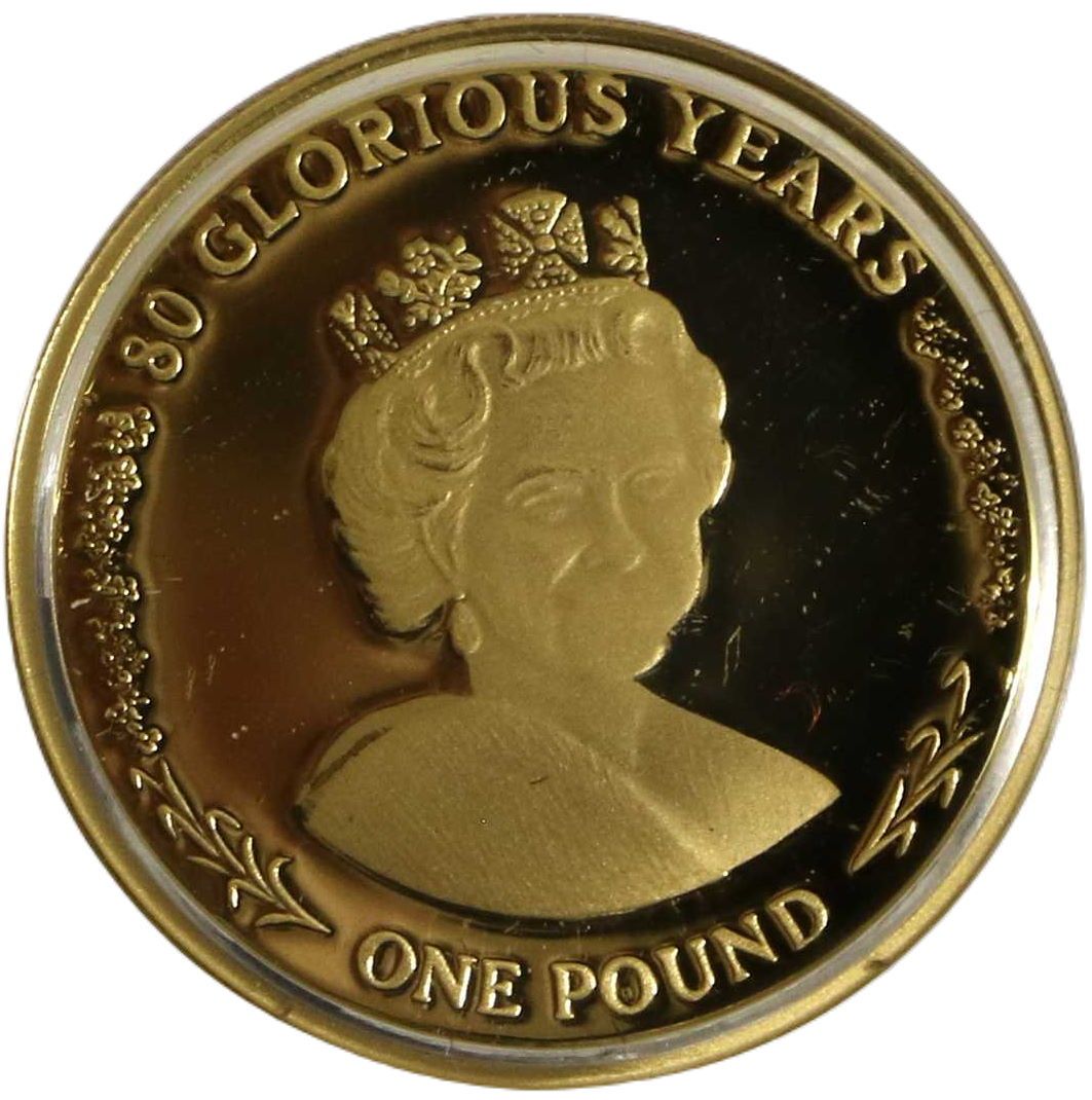 Gibraltar 1 Pound - Elizabeth II Queen Elizabeth II 80th Birthday - Older Portrait
