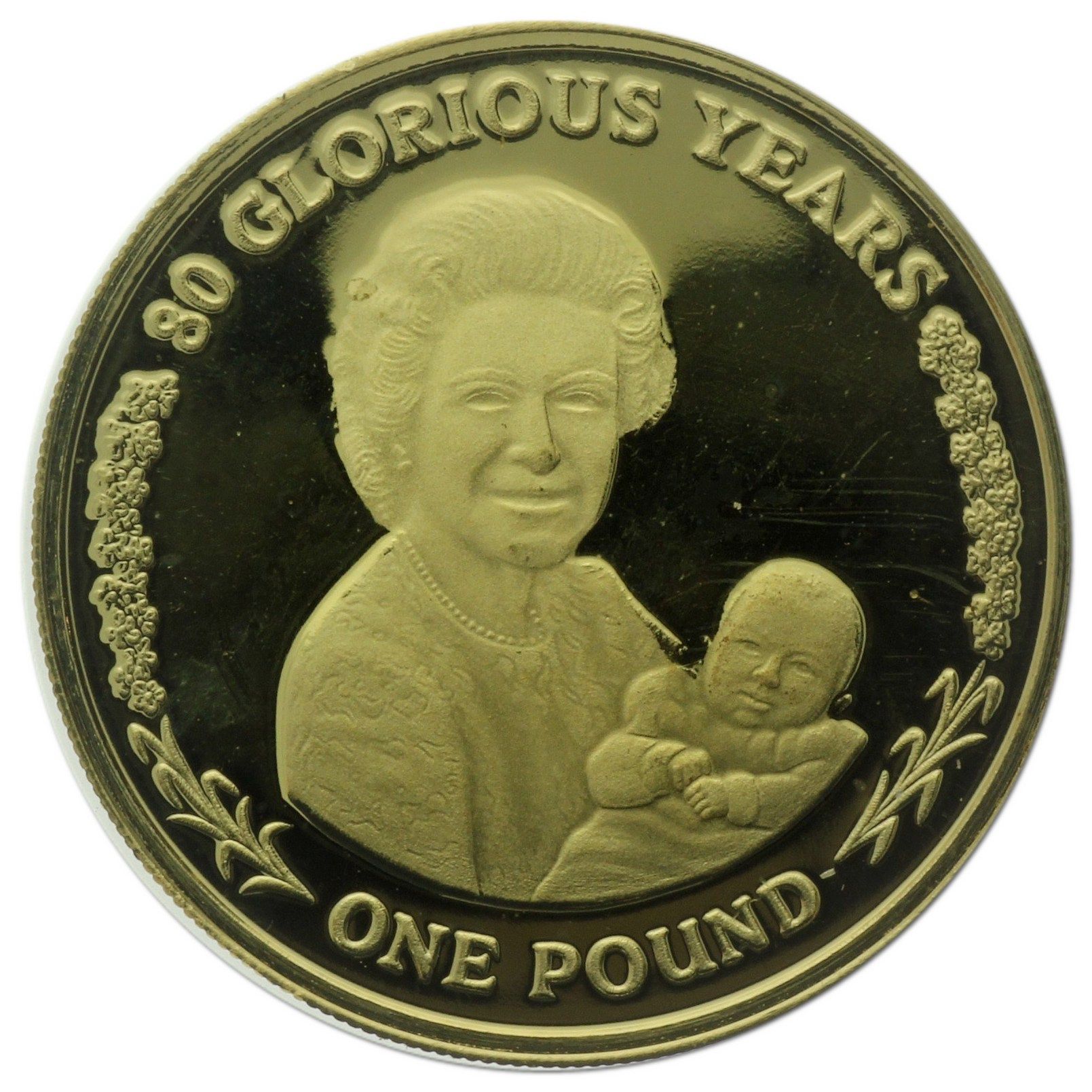 Gibraltar 1 Pound - Elizabeth II Queen Elizabeth II 80th Birthday - Queen with grandchild