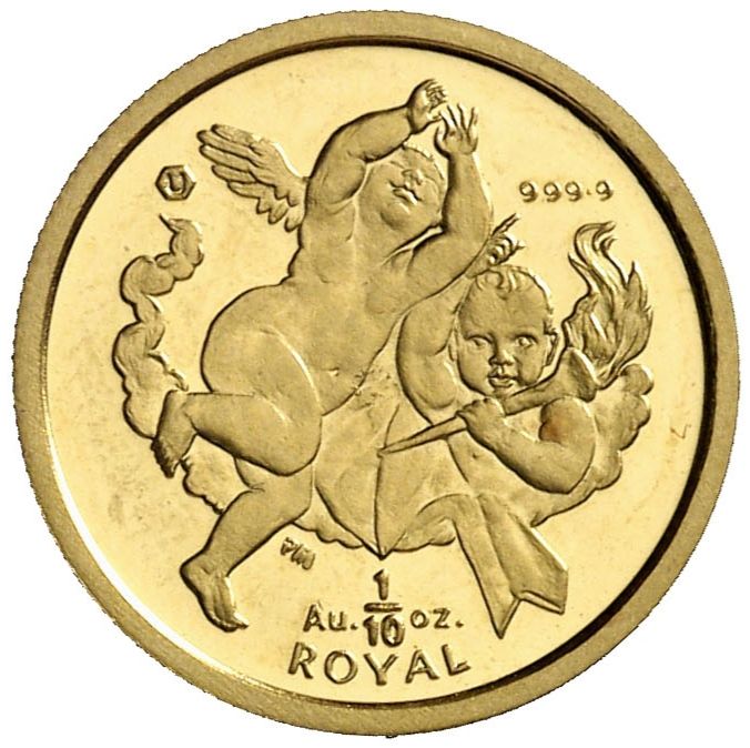 Gibraltar ⅒ Royal - Elizabeth II Two Cherubs