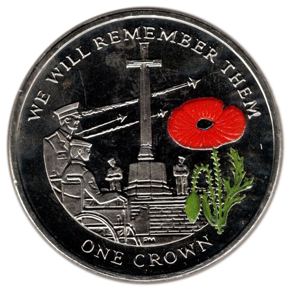 Falkland Islands 1 Crown - Elizabeth II Cross of Sacrifice; Colourised