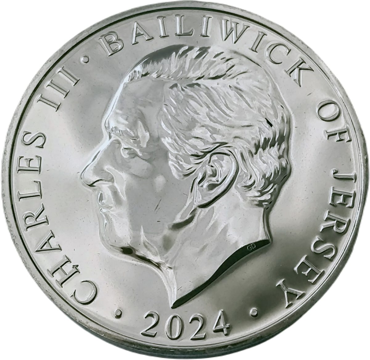 Jersey 5 Pounds - Charles III D-Day; Coloured obverse