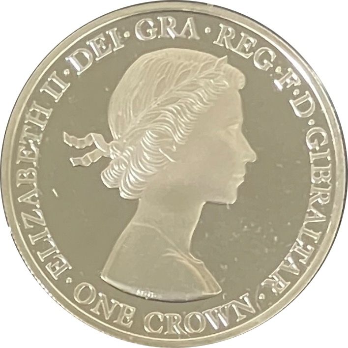Gibraltar 1 Crown - Elizabeth II 90th Birthday - 1st Effigy; Silver Proof obverse