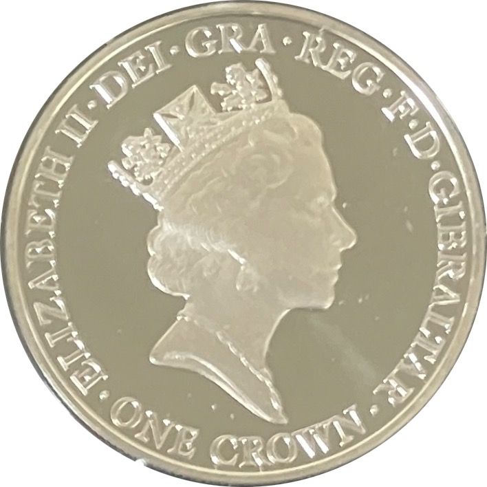 Gibraltar 1 Crown - Elizabeth II 90th Birthday - 3rd Effigy; Silver Proof obverse