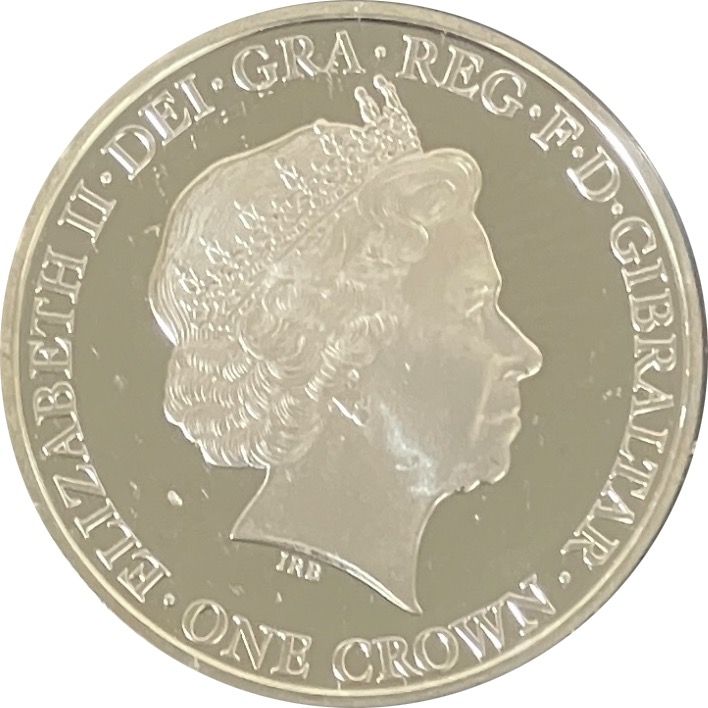 Gibraltar 1 Crown - Elizabeth II 90th Birthday - 4th Effigy; Silver Proof obverse