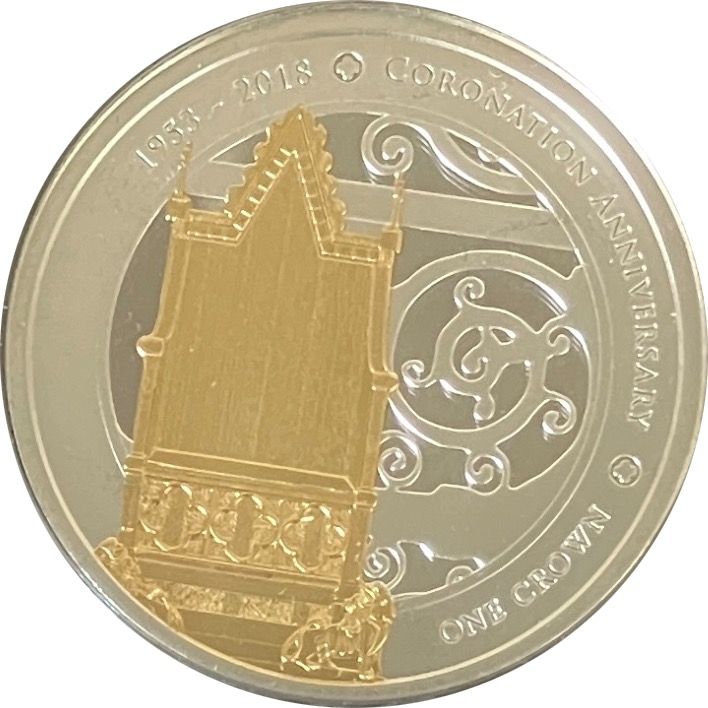 Tristan da Cunha 1 Crown - Elizabeth II Coronation; Coronation Chair reverse