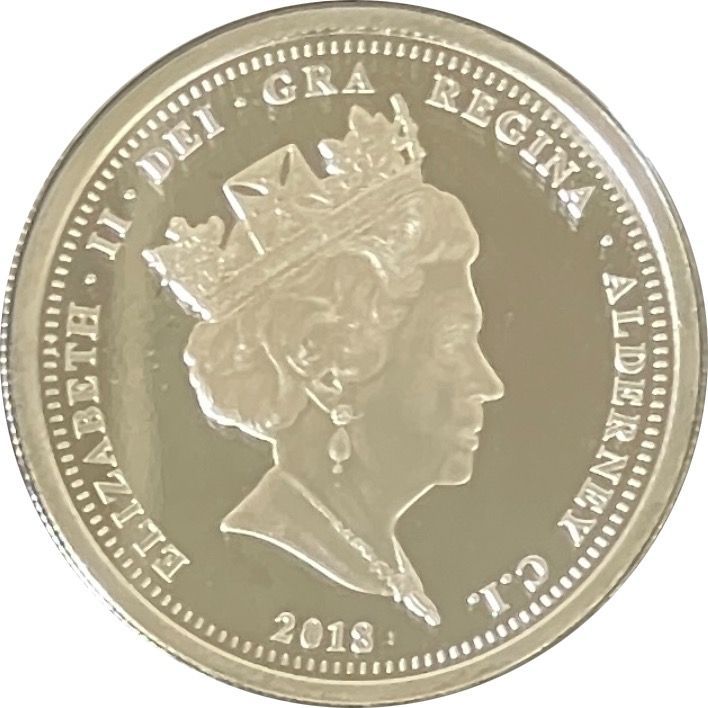Alderney 5 Pounds - Elizabeth II Sapphire Coronation Jubilee - Orb and Sceptre; Silver Proof obverse
