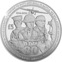 Isle of Man 5 Pounds - Charles III D-Day; Silver Proof
