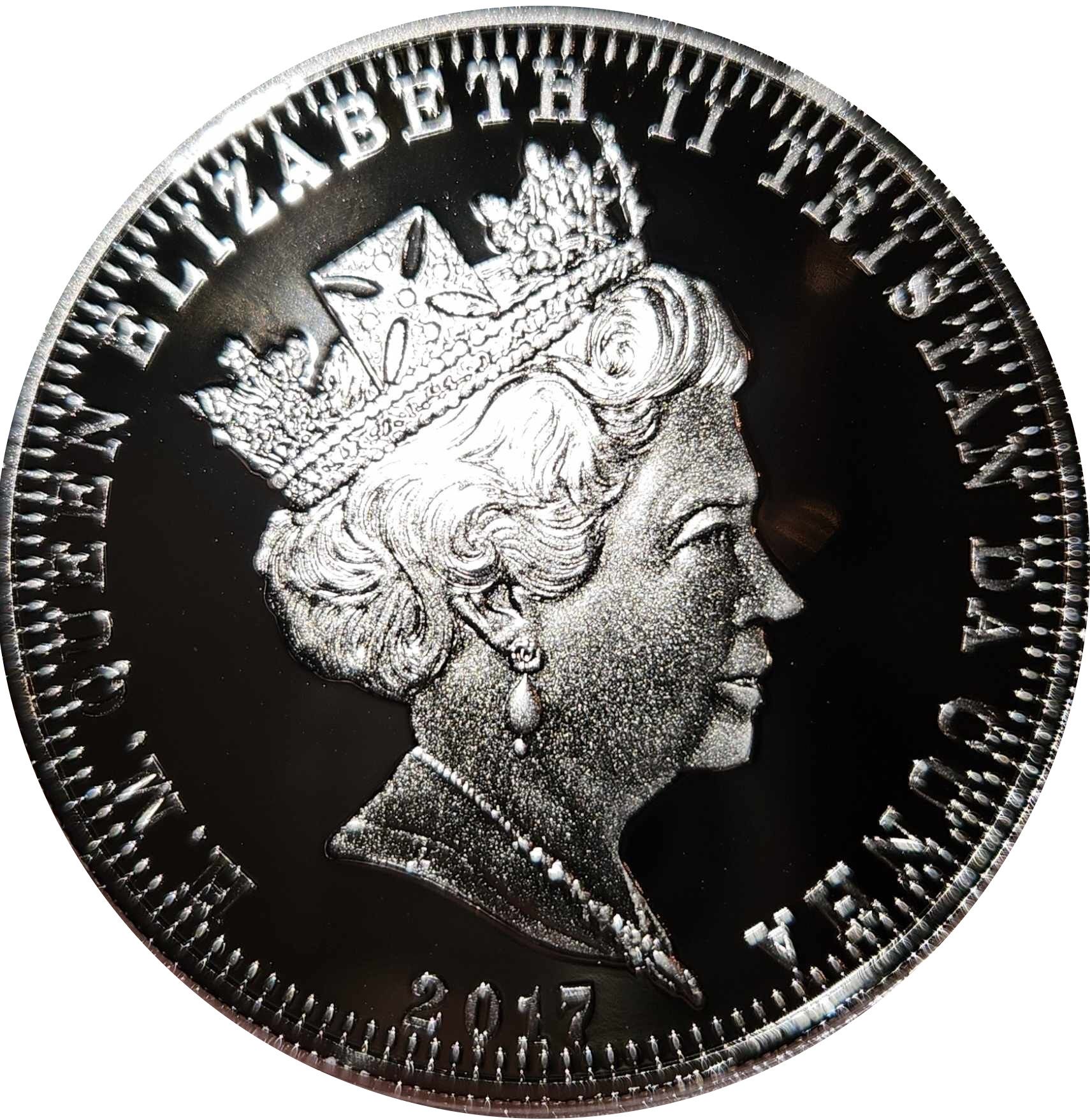 Tristan da Cunha 1 Crown - Elizabeth II Platinum Wedding Anniversary obverse