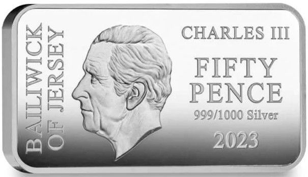 Jersey 50 Pence - Charles III 70th Ann. Coronation of Queen - Coach 5 obverse
