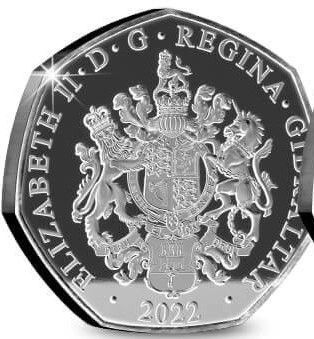 Gibraltar 50 Pence - Elizabeth II Dracula; Gold Plated Silver obverse