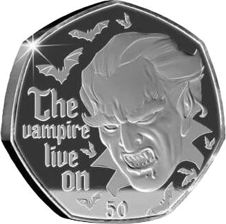 Gibraltar 50 Pence - Elizabeth II Dracula; Gold Plated Silver