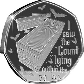 Gibraltar 50 Pence - Elizabeth II The Coffin; Gold Plated Silver reverse