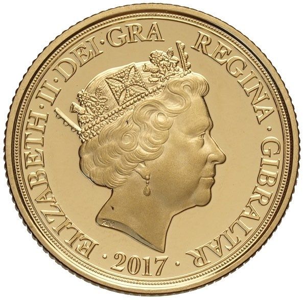 Gibraltar 1 Sovereign - Elizabeth II Saint George and the Dragon obverse
