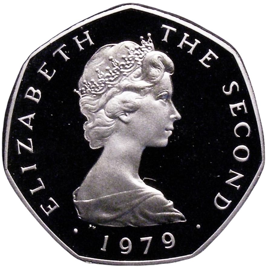 Isle of Man 50 Pence - Elizabeth II Day of Tynwald - Queen Visit; Platinum obverse