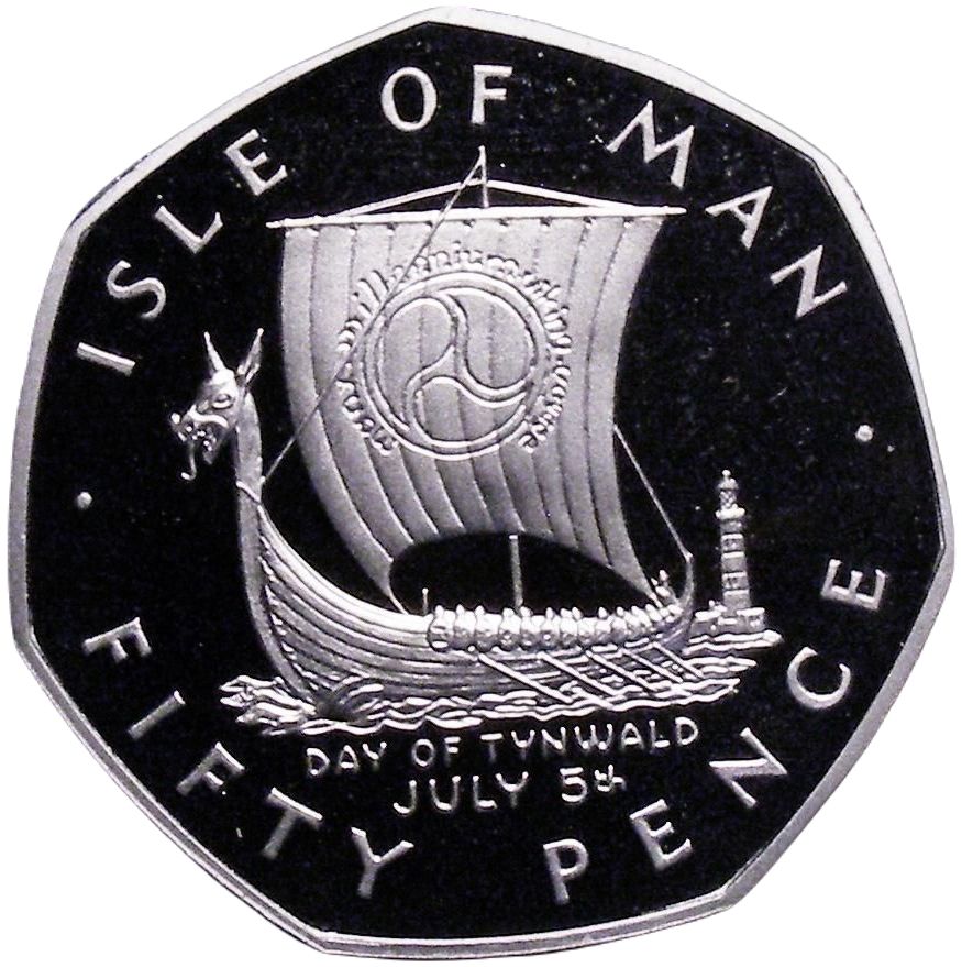 Isle of Man 50 Pence - Elizabeth II Day of Tynwald - Queen Visit; Platinum