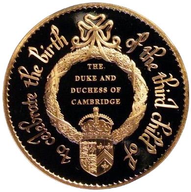 Isle of Man 5 Pounds - Elizabeth II Birth of Prince Louis; Gold Proof